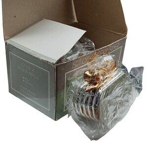 Set Of 4 Metal Napkin Rings With Gold Bow Design Centurion Collection Vintage